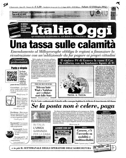 Italia oggi : quotidiano di economia finanza e politica